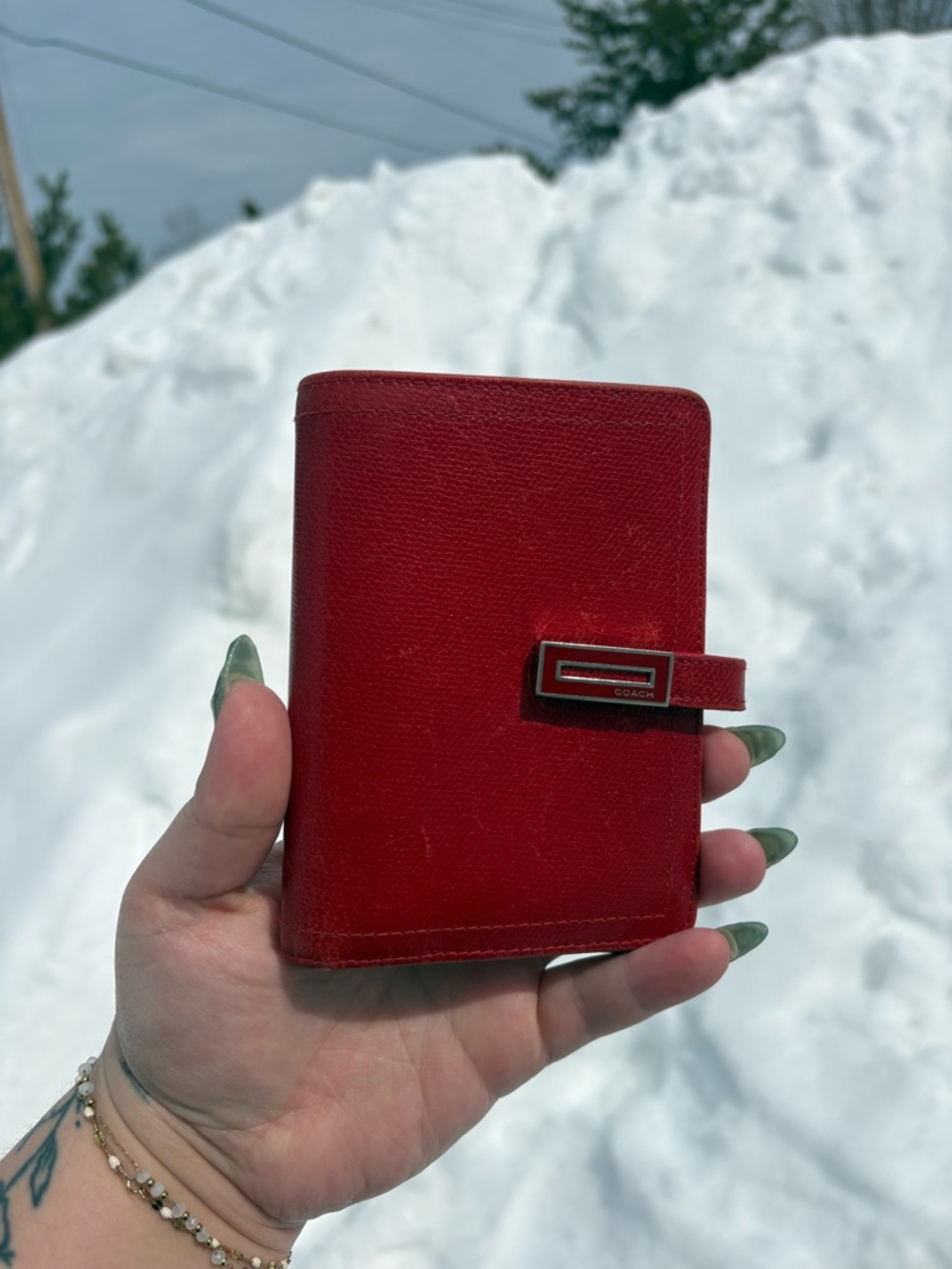 Coach leather compact wallet❤️